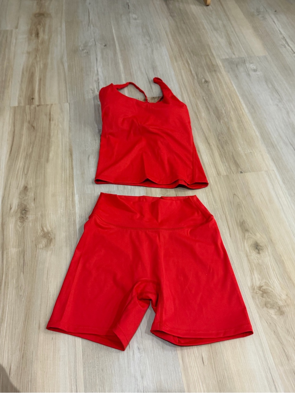 Red Athletic Tank and Shorts Set
